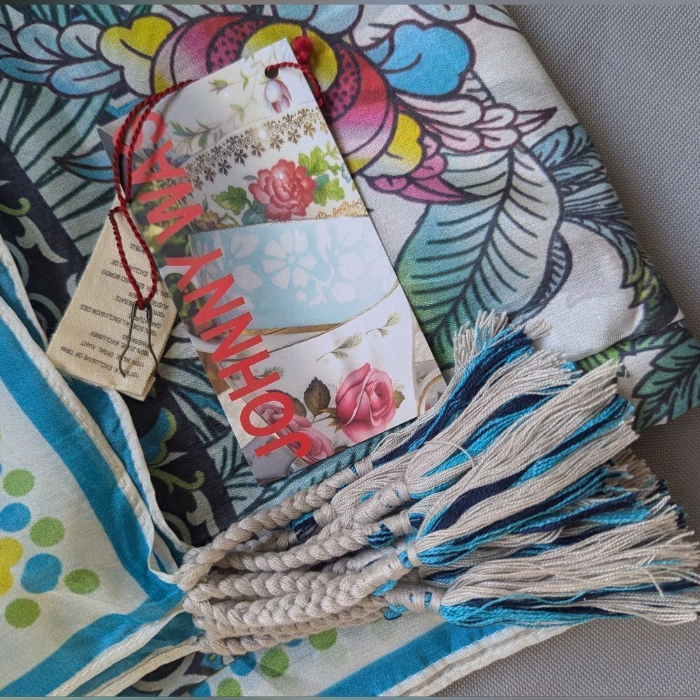 Johnny Was 100% Floral Scarf Boho Chic Whimsical Fairy Elevated Coastal Glam - Picture 6 of 10